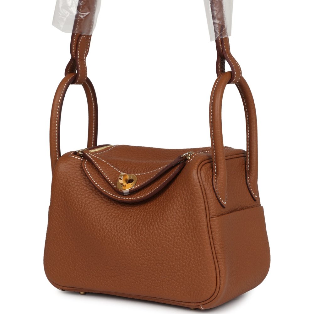 Hermes Mini Lindy Gold Clemence Gold Hardware - Image 5