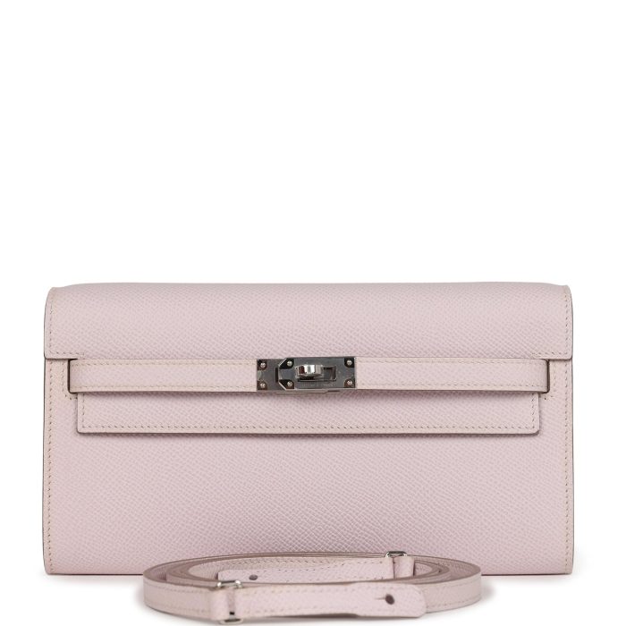 Hermes Kelly Wallet To Go Mauve Pale Epsom Palladium Hardware