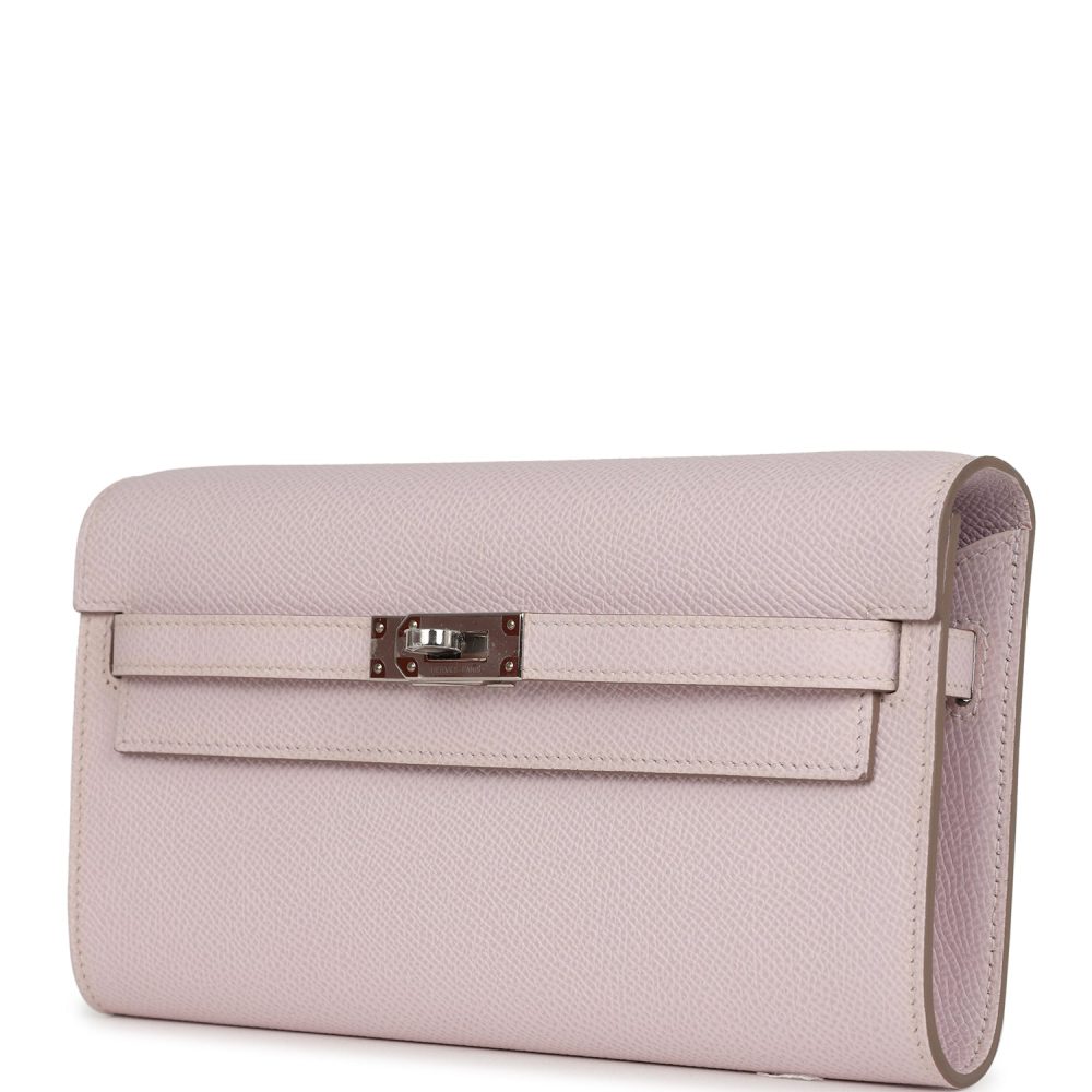 Hermes Kelly Wallet To Go Mauve Pale Epsom Palladium Hardware - Image 5