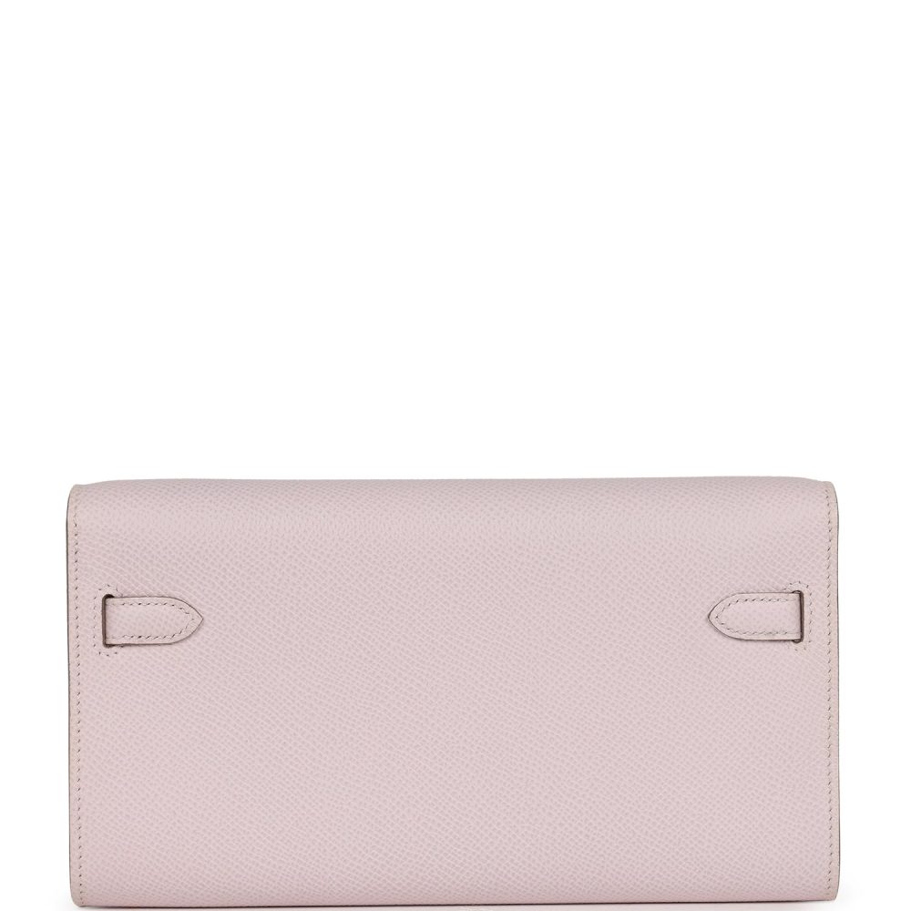 Hermes Kelly Wallet To Go Mauve Pale Epsom Palladium Hardware - Image 4