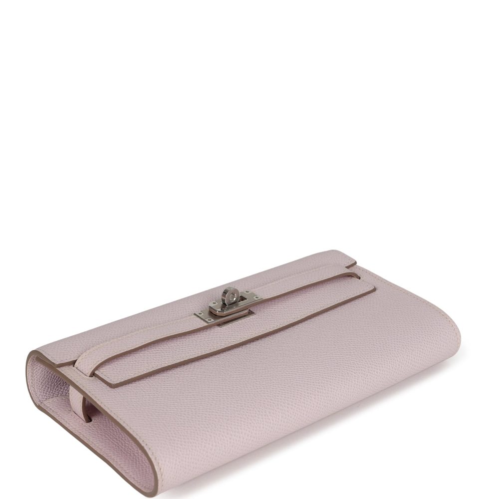 Hermes Kelly Wallet To Go Mauve Pale Epsom Palladium Hardware - Image 6