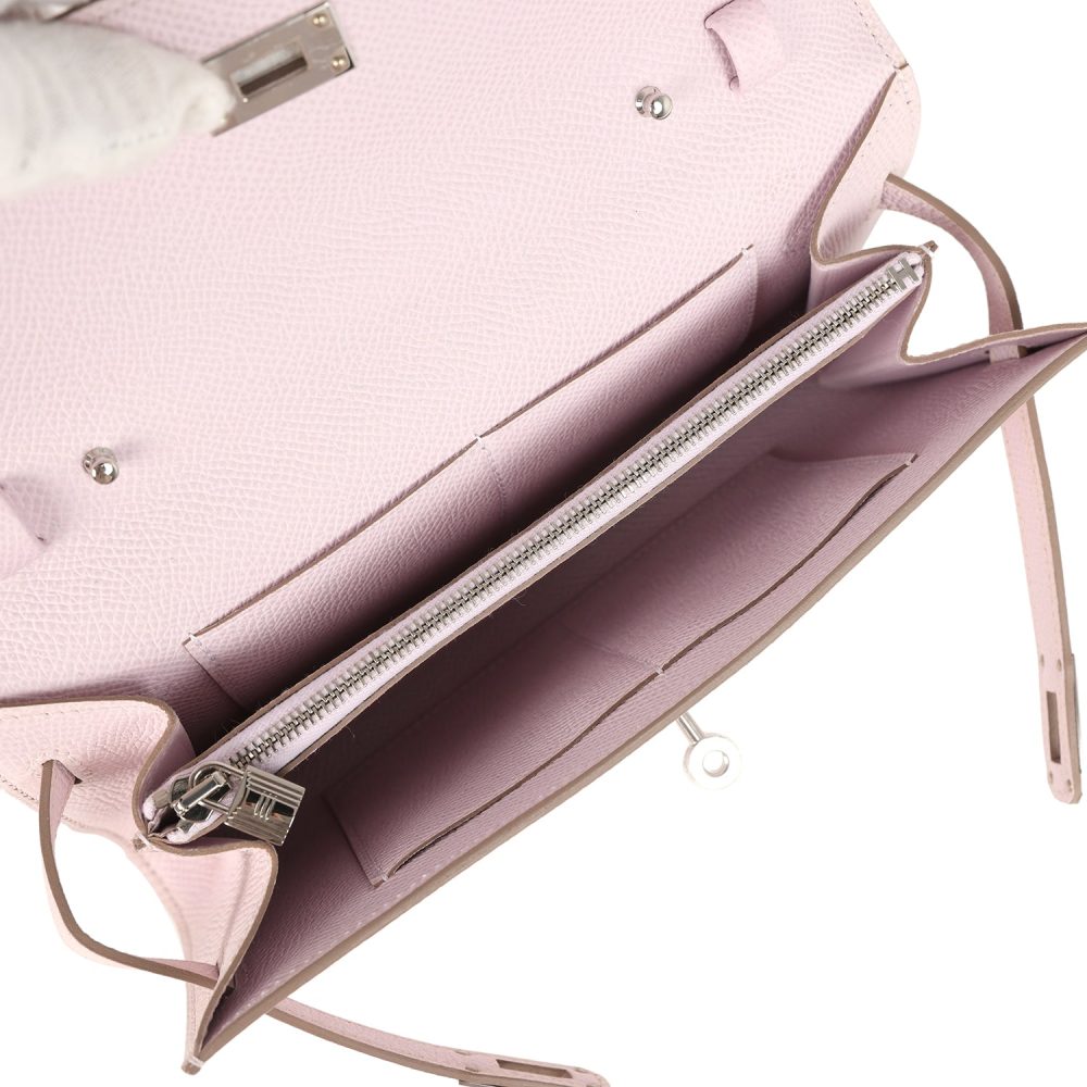 Hermes Kelly Wallet To Go Mauve Pale Epsom Palladium Hardware - Image 8