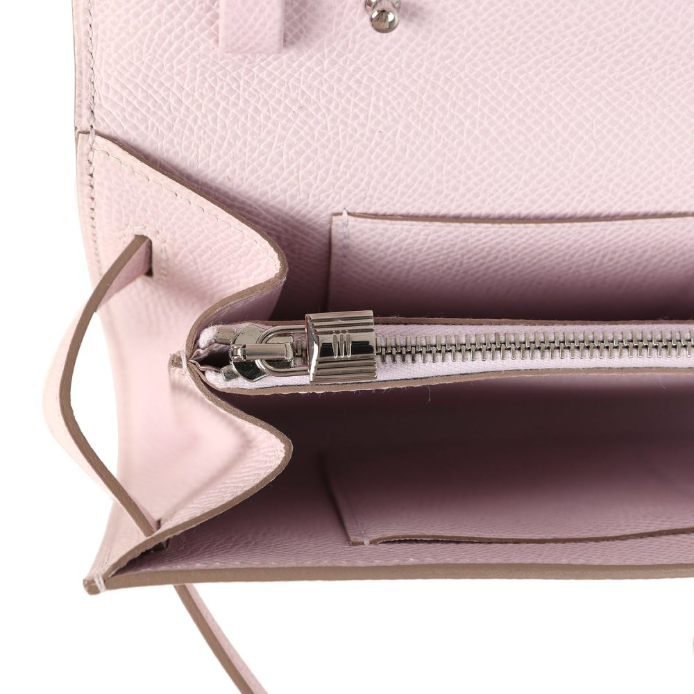 Hermes Kelly Wallet To Go Mauve Pale Epsom Palladium Hardware - Image 9
