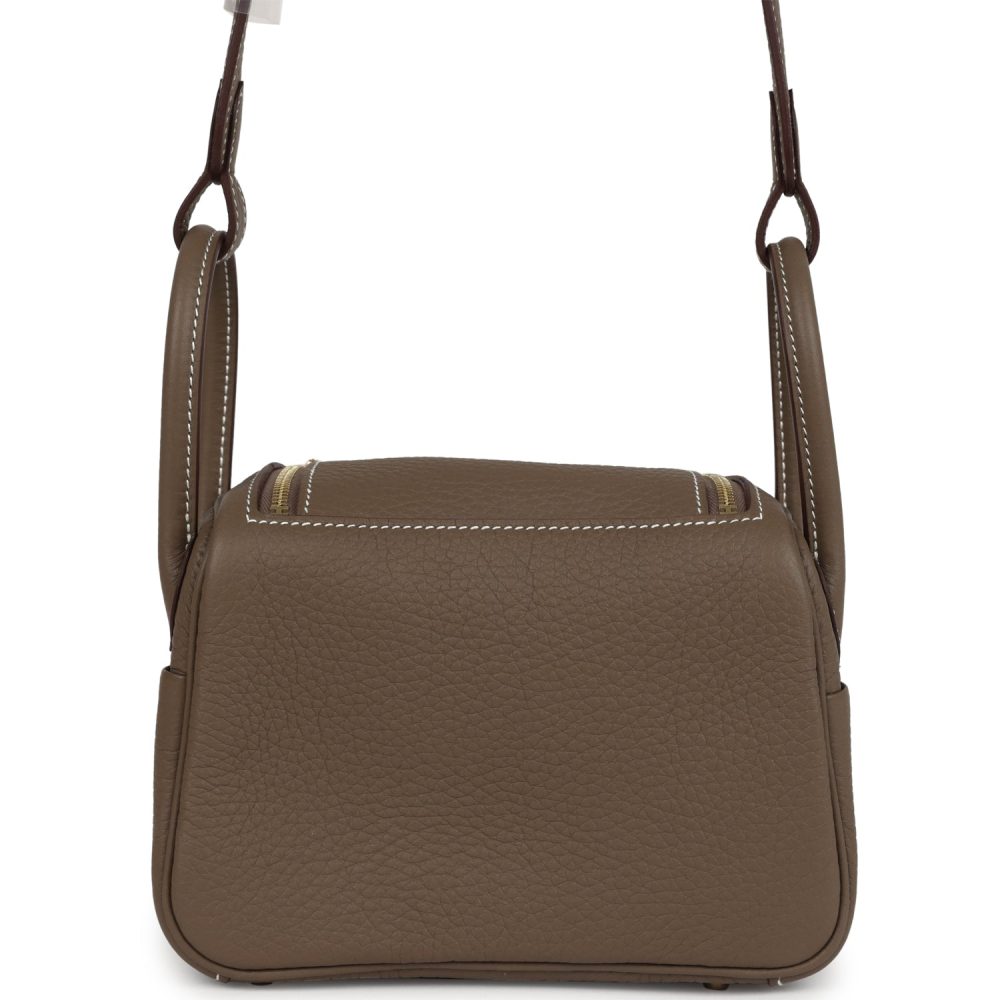 Hermes Mini Lindy Etoupe Clemence Gold Hardware - Image 4