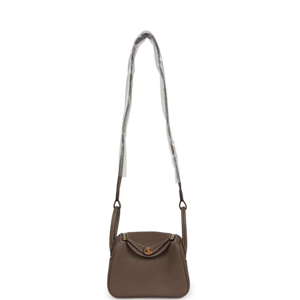 Hermes Mini Lindy Etoupe Clemence Gold Hardware - Image 6
