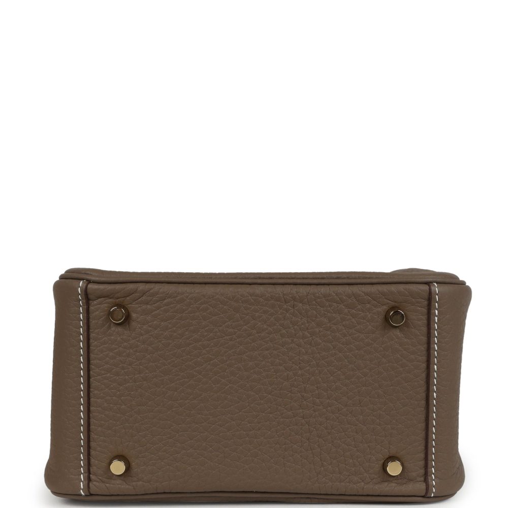 Hermes Mini Lindy Etoupe Clemence Gold Hardware - Image 7