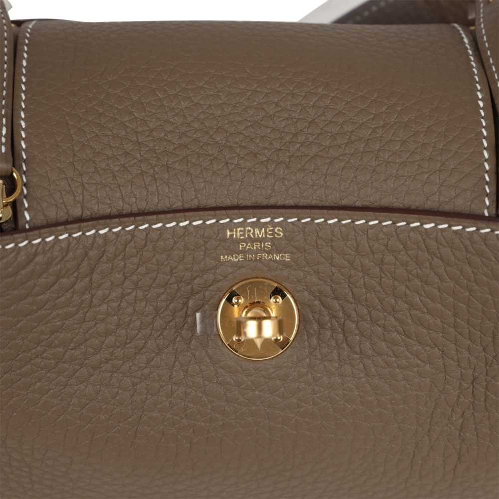 Hermes Mini Lindy Etoupe Clemence Gold Hardware - Image 8