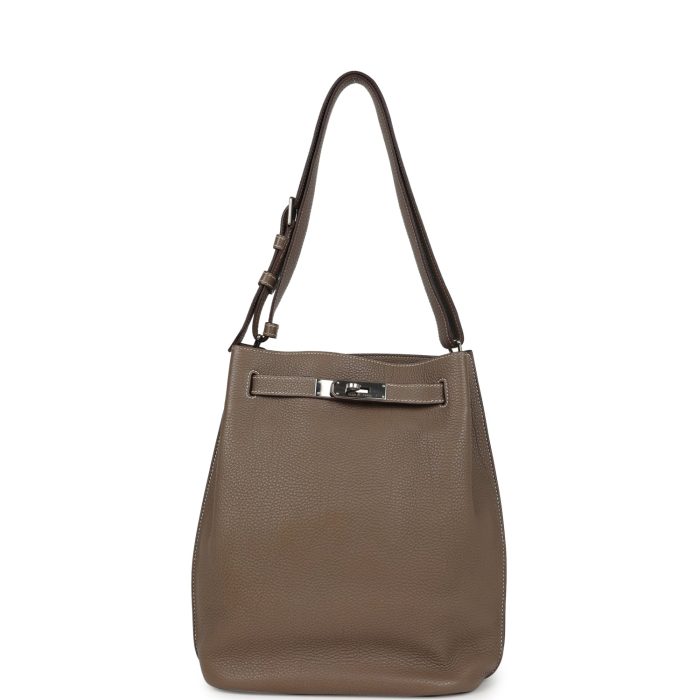 Pre-owned Hermes So Kelly 22 Etoupe Togo Palladium Hardware