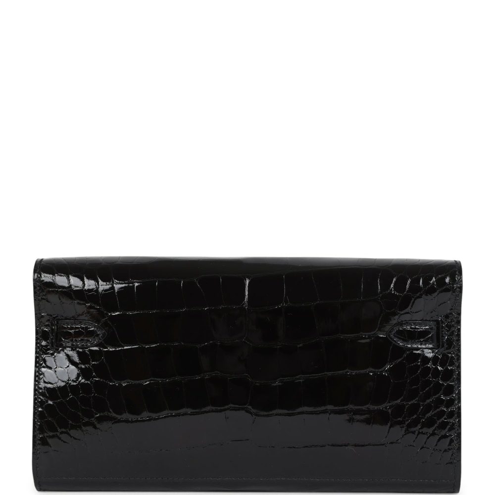 Hermes Kelly Wallet To Go Black Shiny Alligator Palladium Hardware - Image 4