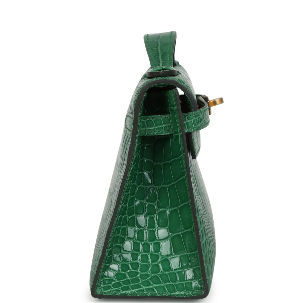Hermes Kelly Pochette Cactus Shiny Alligator Gold Hardware - Image 3