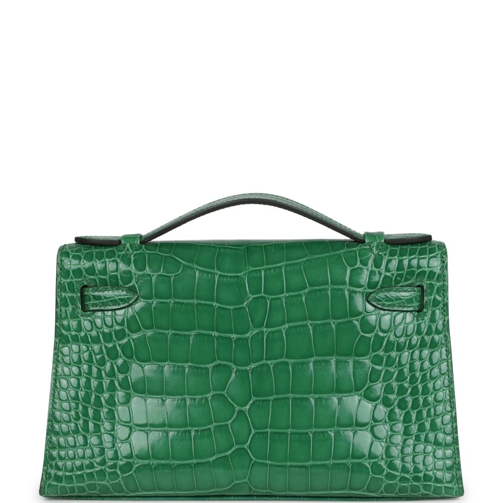 Hermes Kelly Pochette Cactus Shiny Alligator Gold Hardware - Image 4