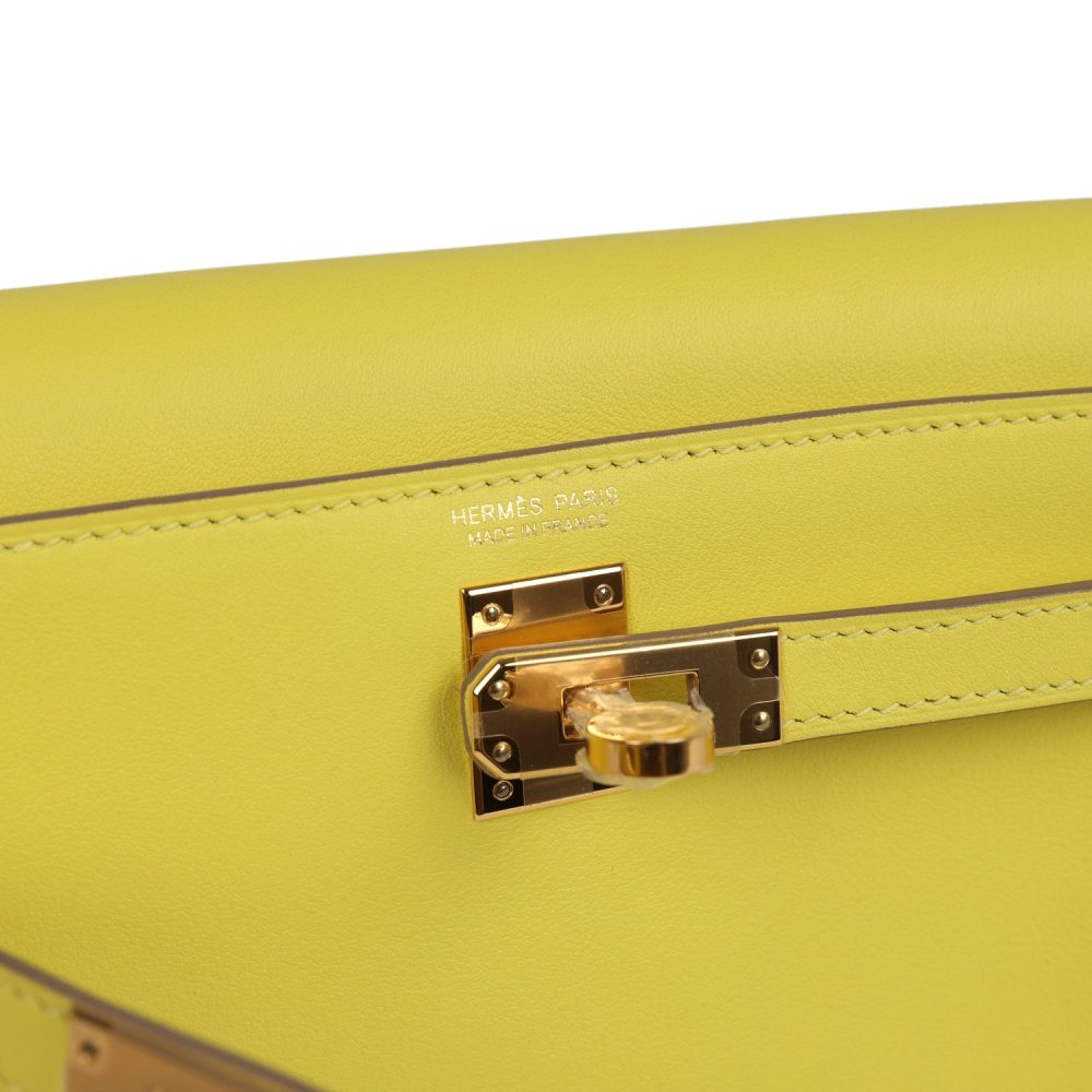 Hermes Kelly Danse Lime Swift Rose Gold Hardware - Image 7