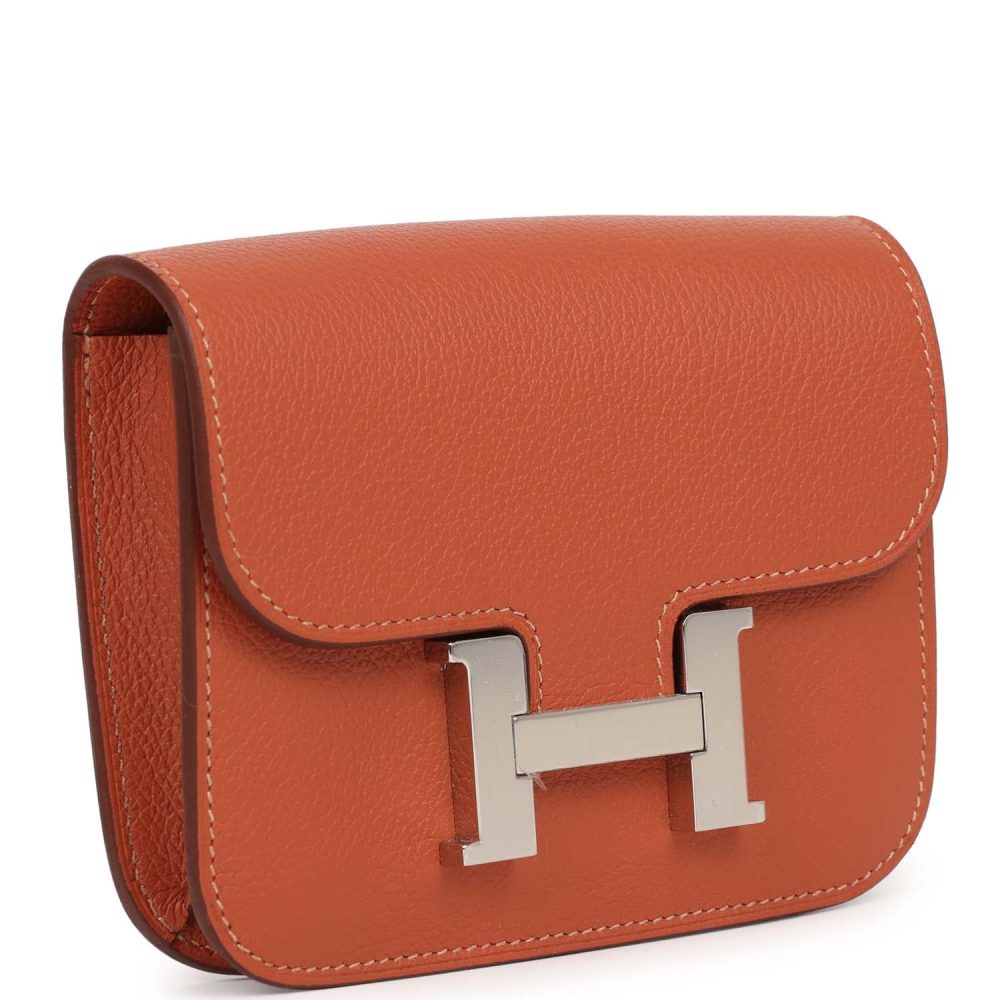 Hermes Constance Slim Wallet Brique Evercolor Palladium Hardware - Image 2
