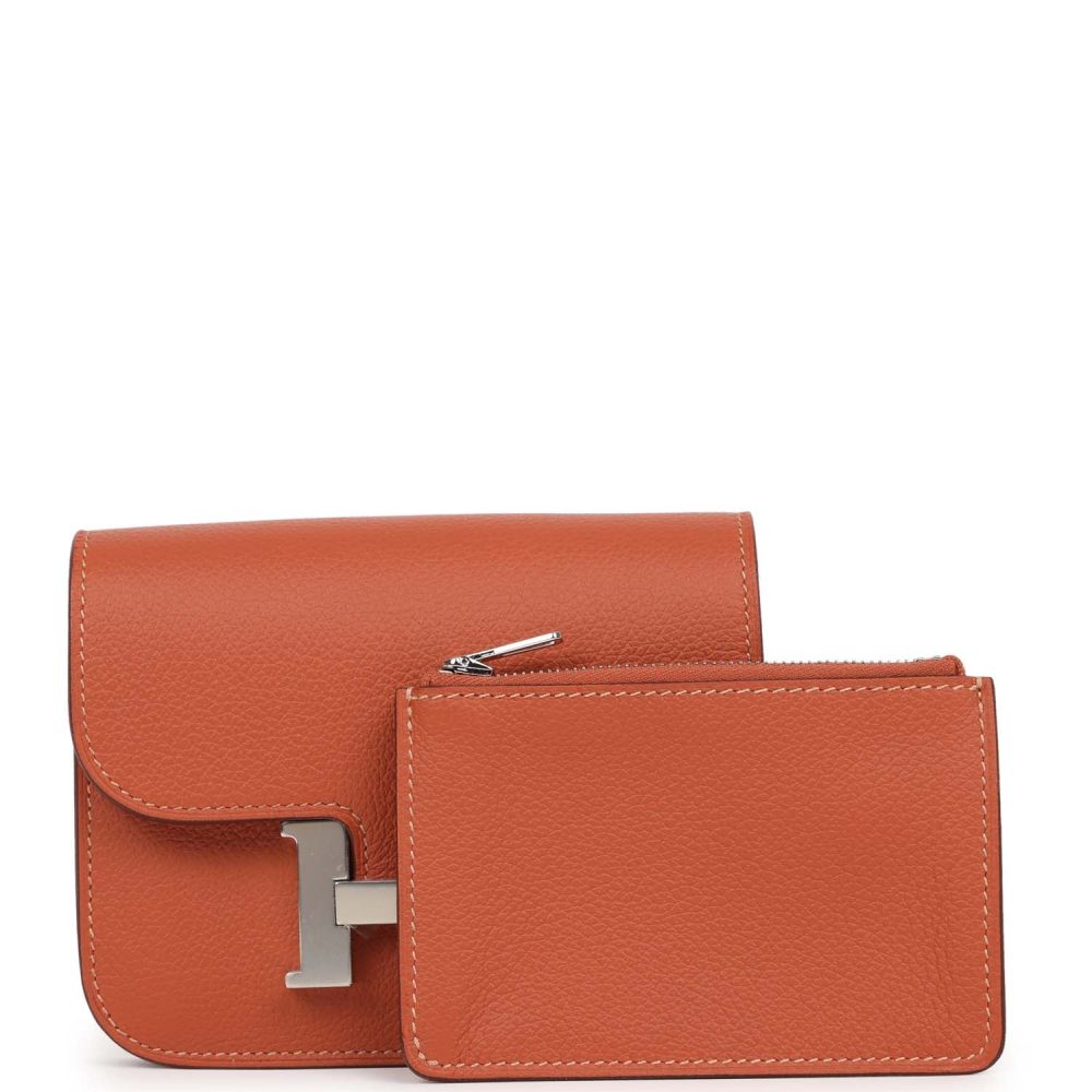 Hermes Constance Slim Wallet Brique Evercolor Palladium Hardware - Image 7