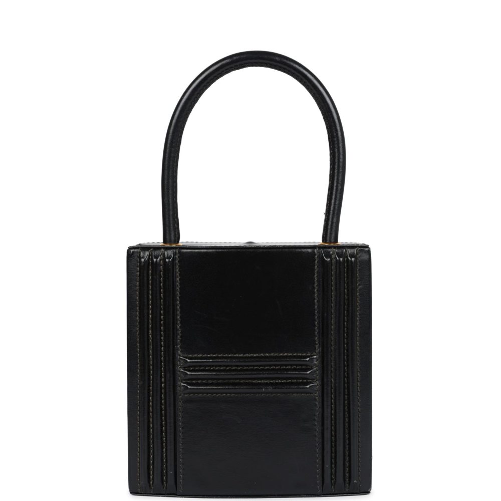 Vintage Hermes Mini Cadena Lock Bag Black Box Calf Gold Hardware - Image 4