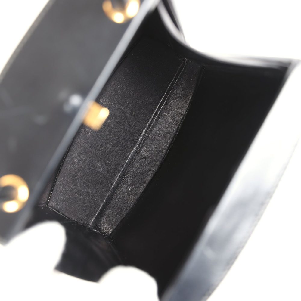 Vintage Hermes Mini Cadena Lock Bag Black Box Calf Gold Hardware - Image 7
