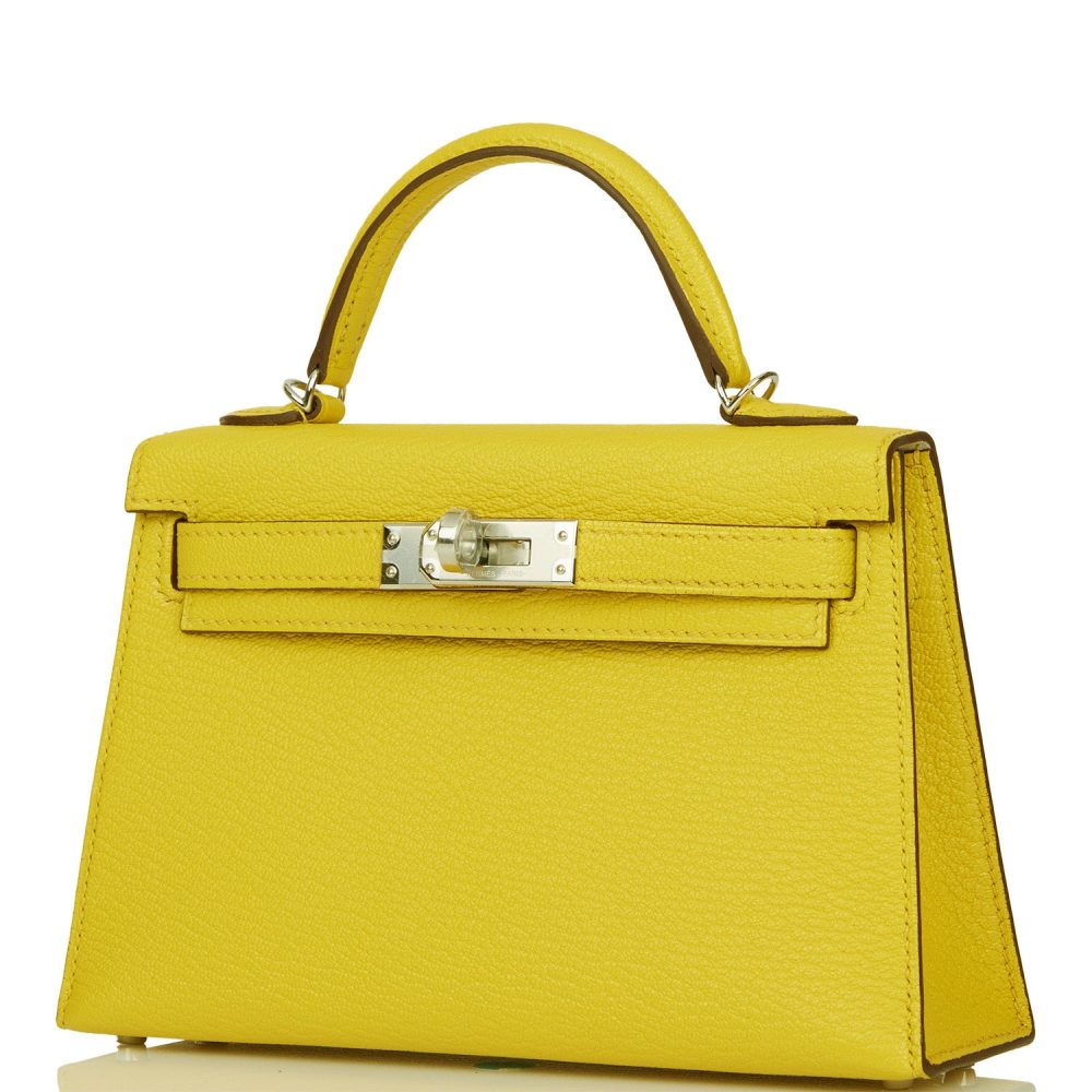 Hermes Kelly Sellier 20 Jaune de Naples Verso Ch??vre Palladium Hardware - Image 5
