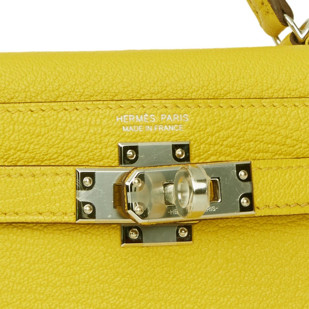 Hermes Kelly Sellier 20 Jaune de Naples Verso Ch??vre Palladium Hardware - Image 8
