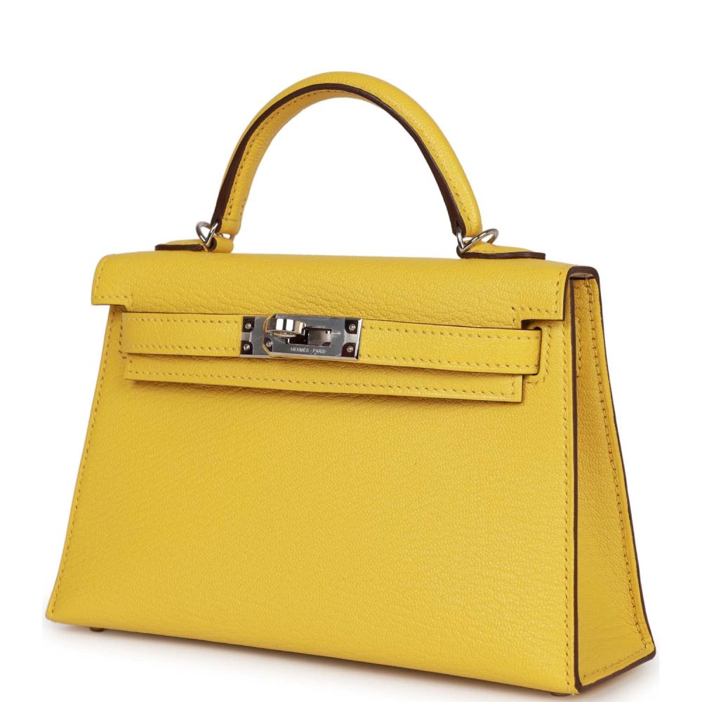 Hermes Kelly Sellier 20 Jaune de Naples Verso Ch??vre Palladium Hardware - Image 3