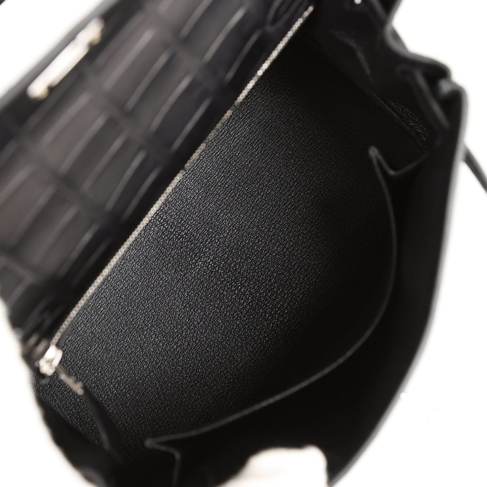 Hermes Kelly Retourne 25 Black Matte Alligator Palladium Hardware - Image 8
