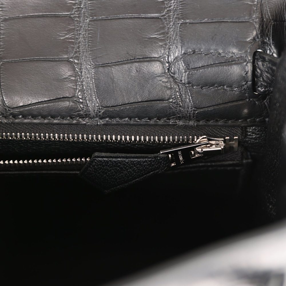 Hermes Kelly Retourne 25 Black Matte Alligator Palladium Hardware - Image 9