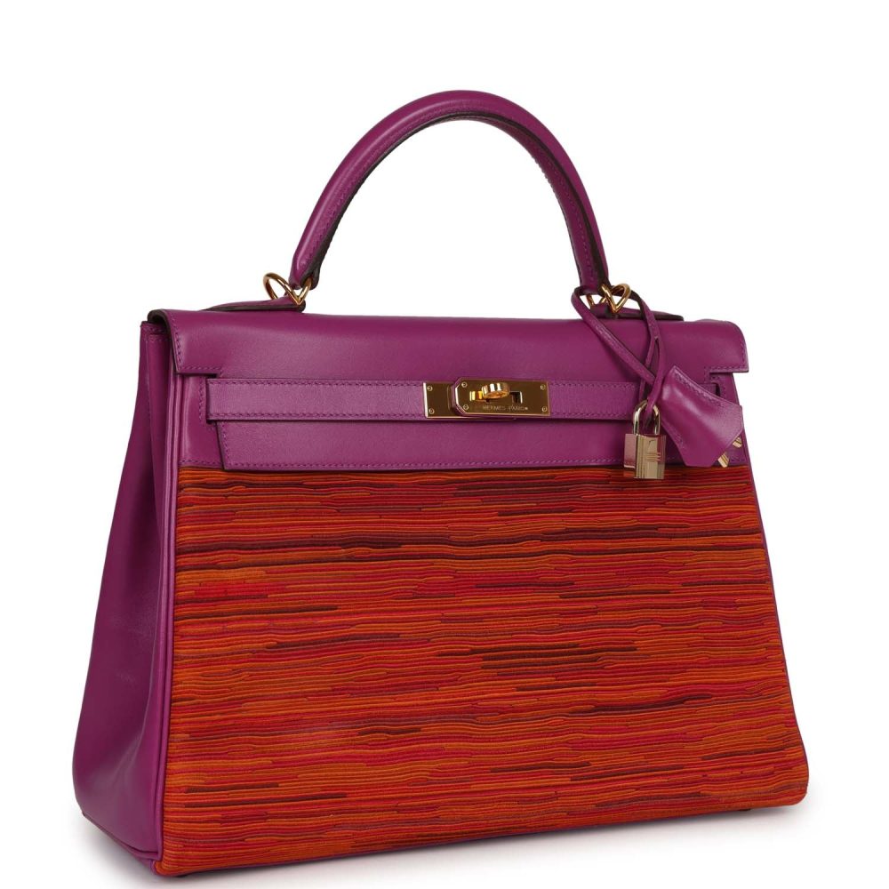 Vintage Hermes Kelly Retourne 32 Vibrato Cyclamen Box Gold Hardware - Image 2
