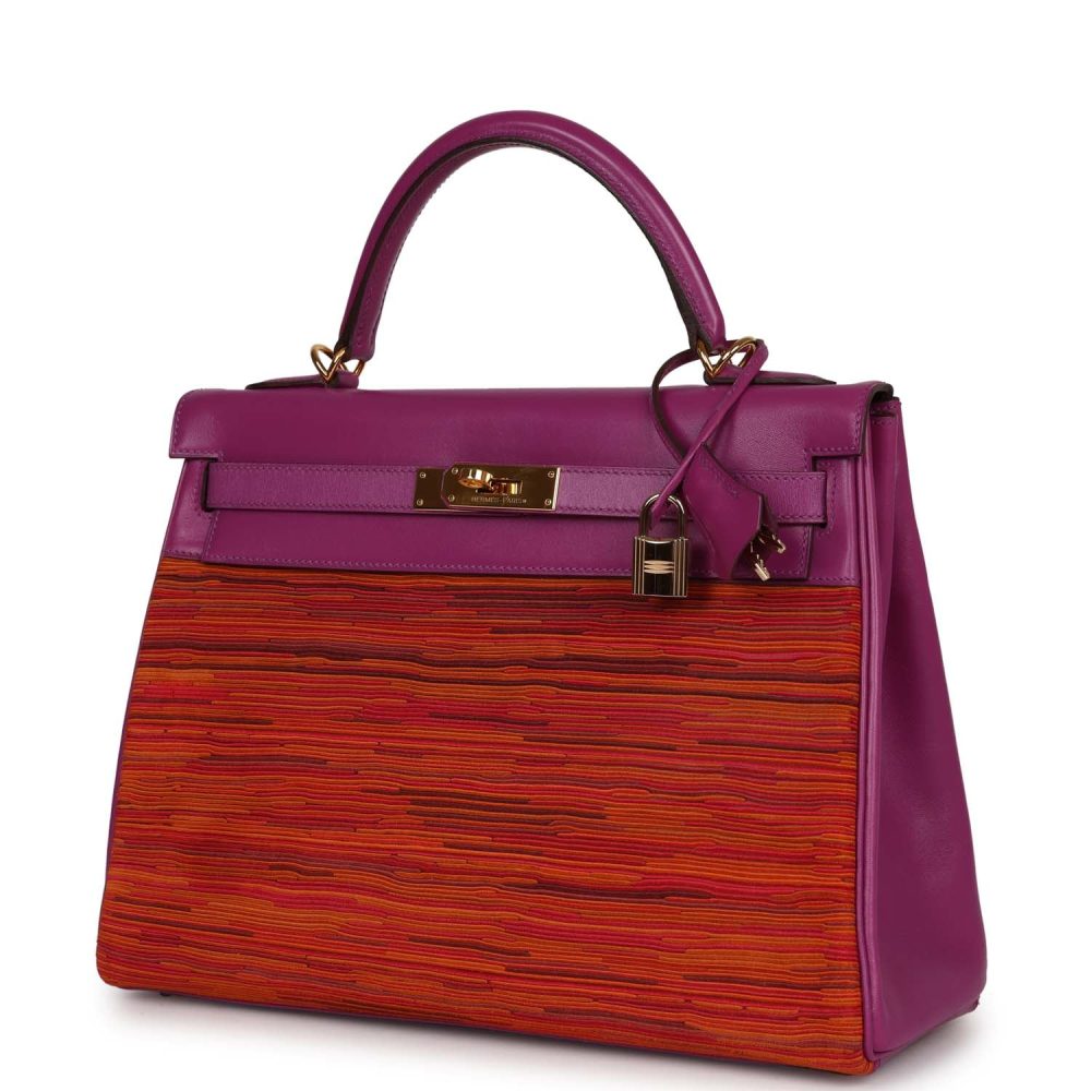 Vintage Hermes Kelly Retourne 32 Vibrato Cyclamen Box Gold Hardware - Image 5