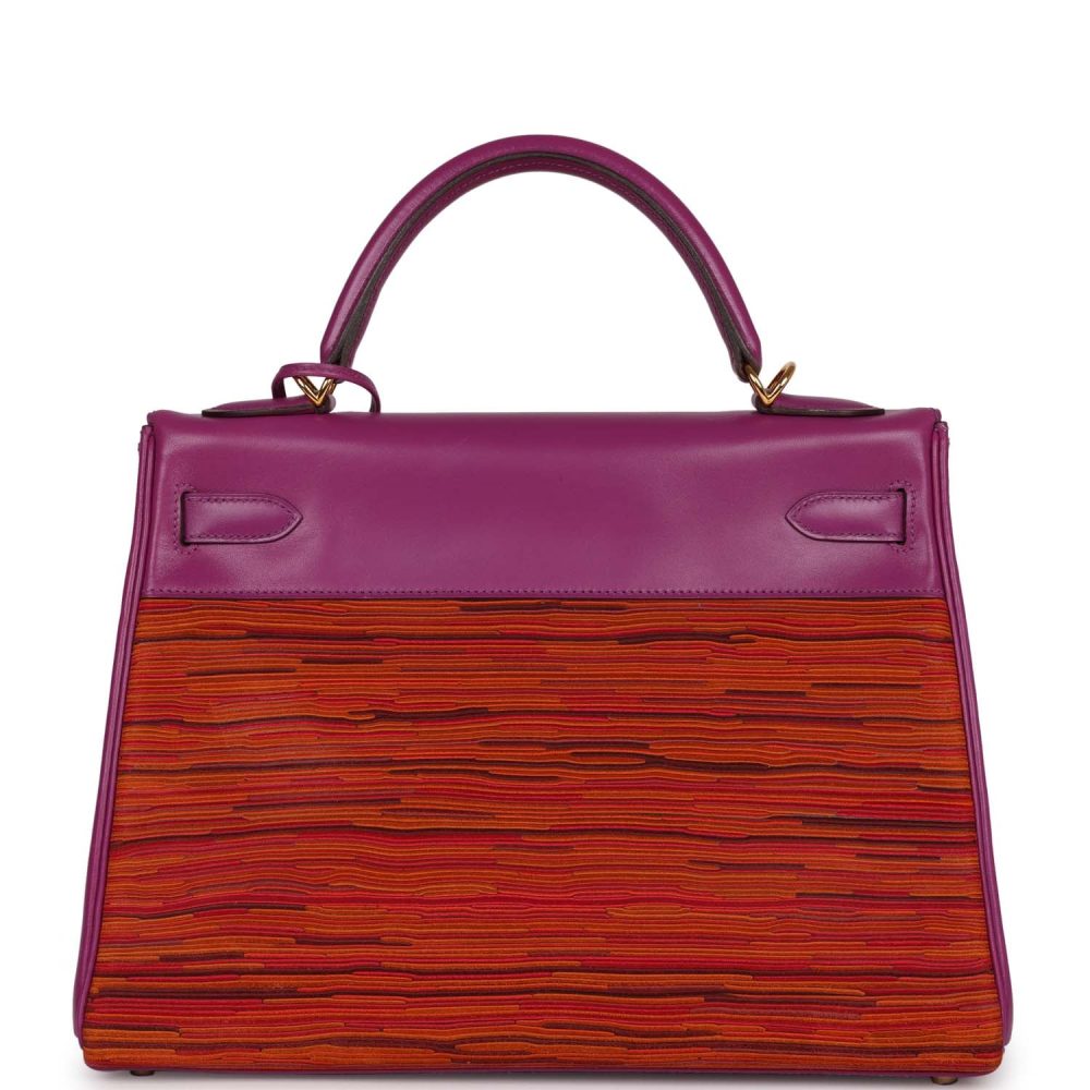 Vintage Hermes Kelly Retourne 32 Vibrato Cyclamen Box Gold Hardware - Image 4