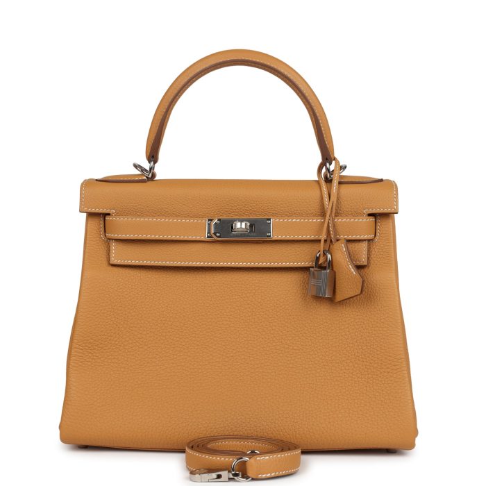 Hermes Kelly Retourne 28 Naturel Sable Togo Palladium Hardware