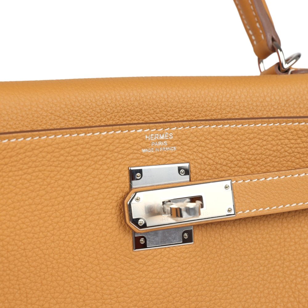 Hermes Kelly Retourne 28 Naturel Sable Togo Palladium Hardware - Image 7