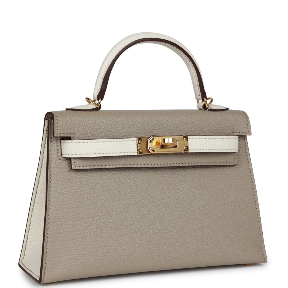 Hermes Special Order (HSS) Kelly Sellier 20 Gris Tourterelle and Nata Chevre Gold Hardware - Image 2
