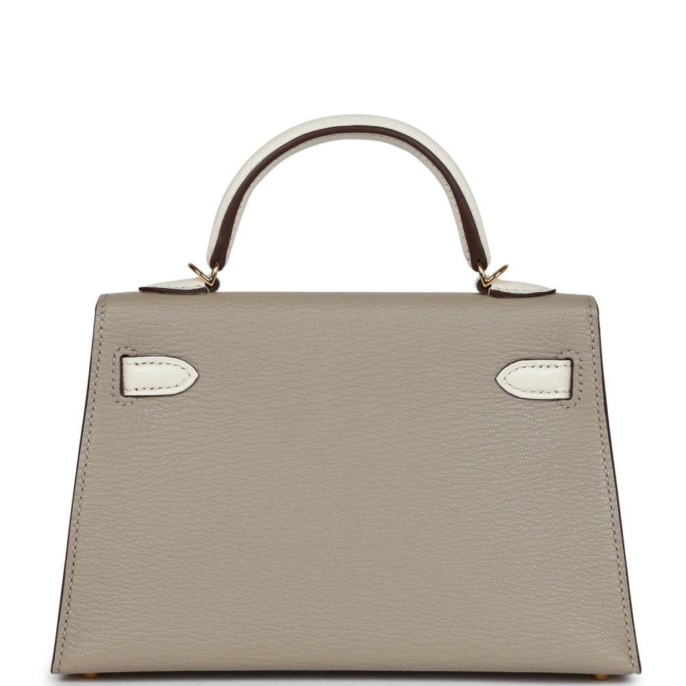 Hermes Special Order (HSS) Kelly Sellier 20 Gris Tourterelle and Nata Chevre Gold Hardware - Image 4