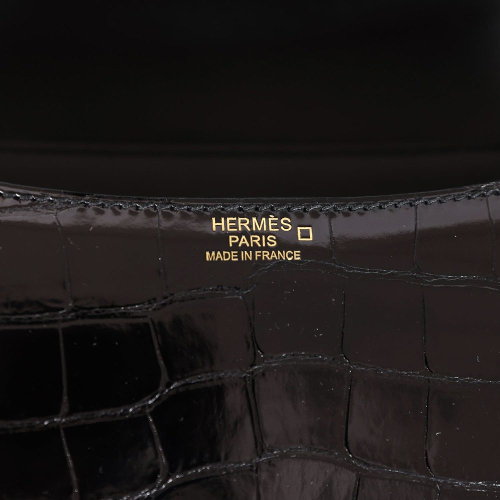 Pre-owned Hermes Constance 24 Black Shiny Alligator Rose Gold Hardware - Image 8