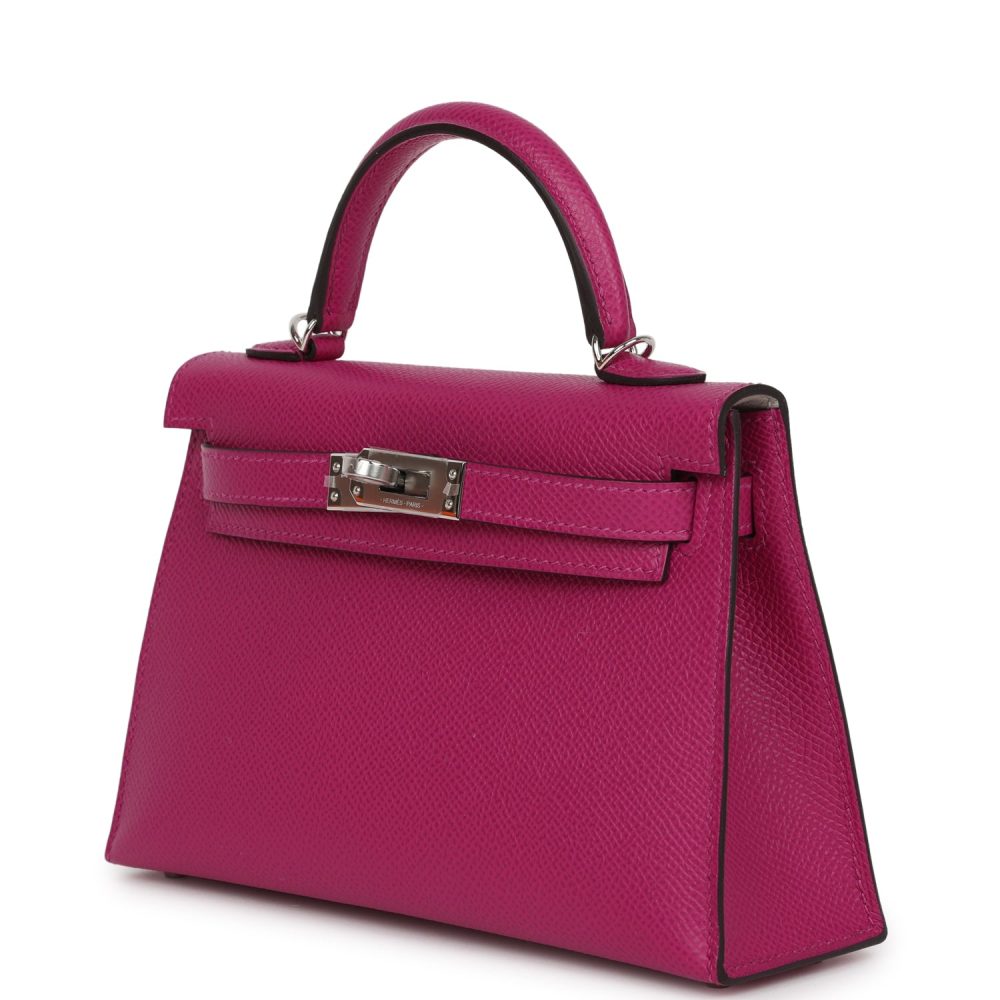 Hermes Special Order (HSS) Kelly Sellier 20 Rose Pourpre Verso Epsom Palladium Hardware - Image 5