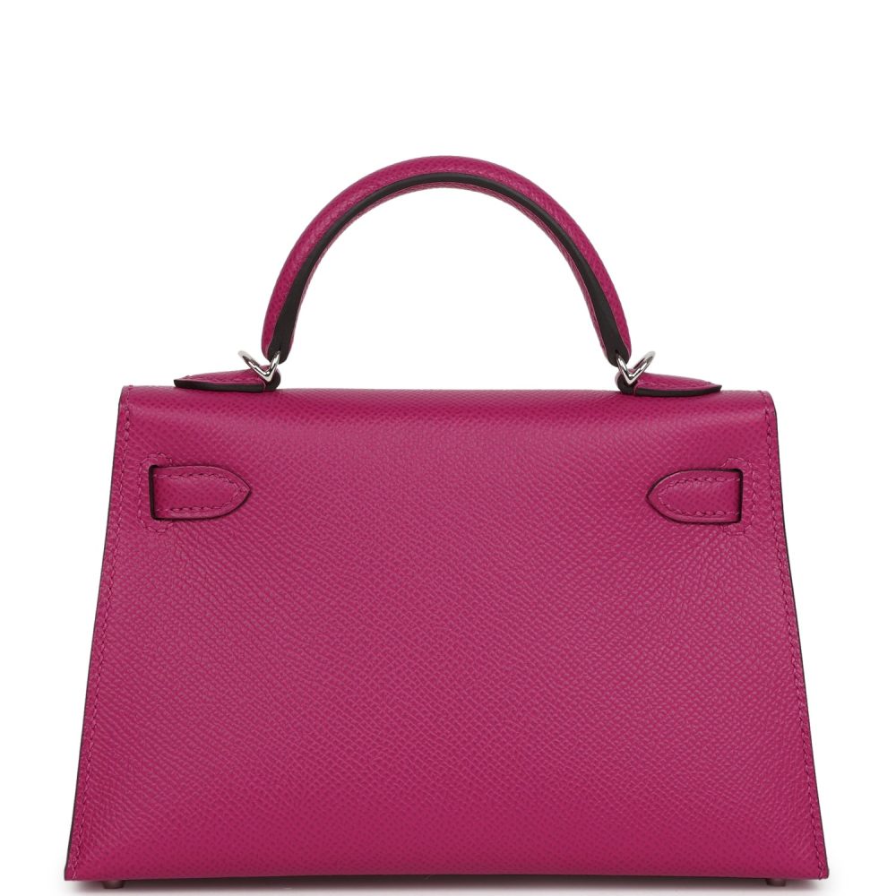 Hermes Special Order (HSS) Kelly Sellier 20 Rose Pourpre Verso Epsom Palladium Hardware - Image 4