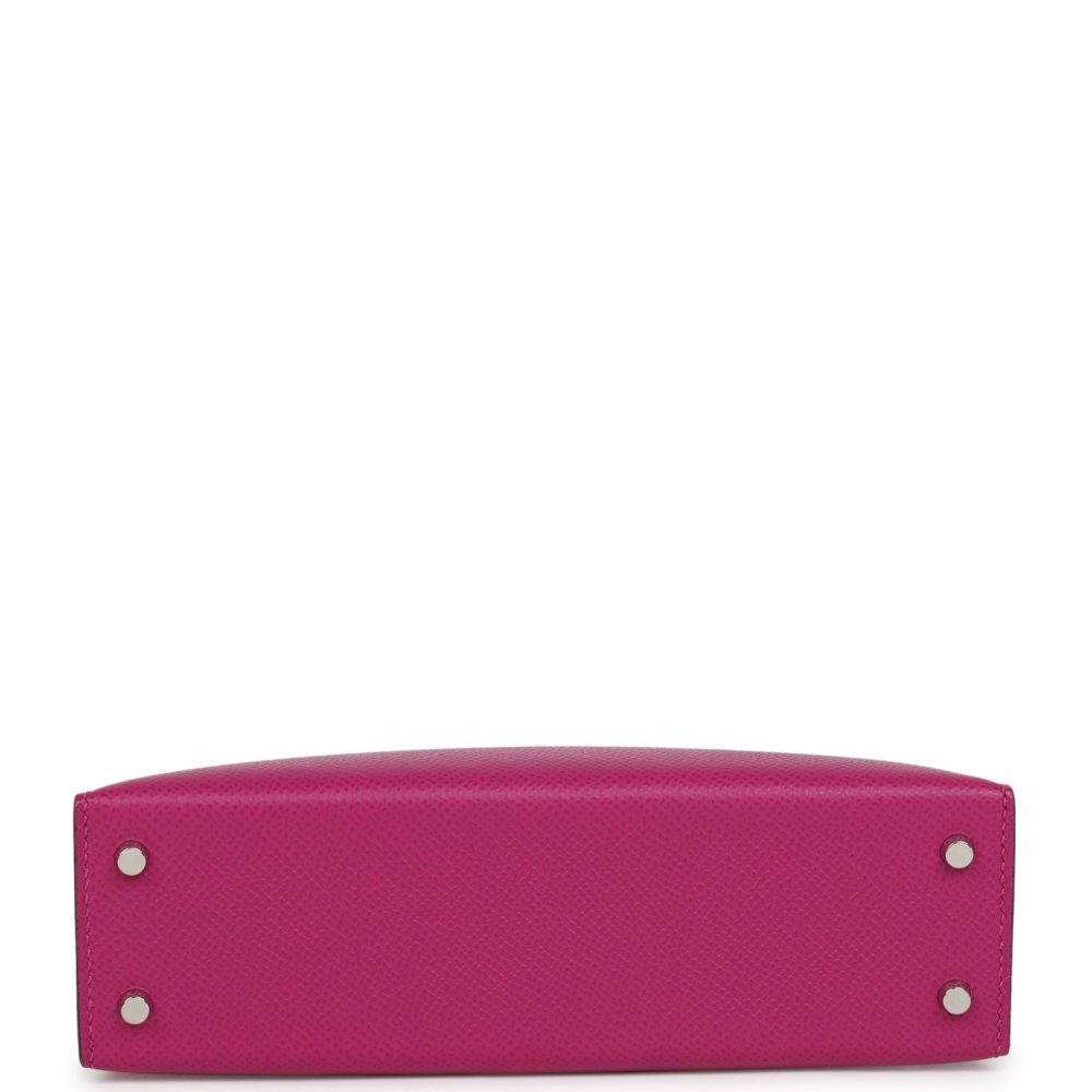 Hermes Special Order (HSS) Kelly Sellier 20 Rose Pourpre Verso Epsom Palladium Hardware - Image 6