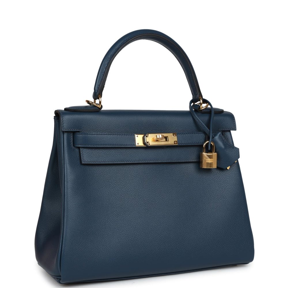 Hermes Kelly Retourne 28 Deep Bleu Evercolor Gold Hardware - Image 2