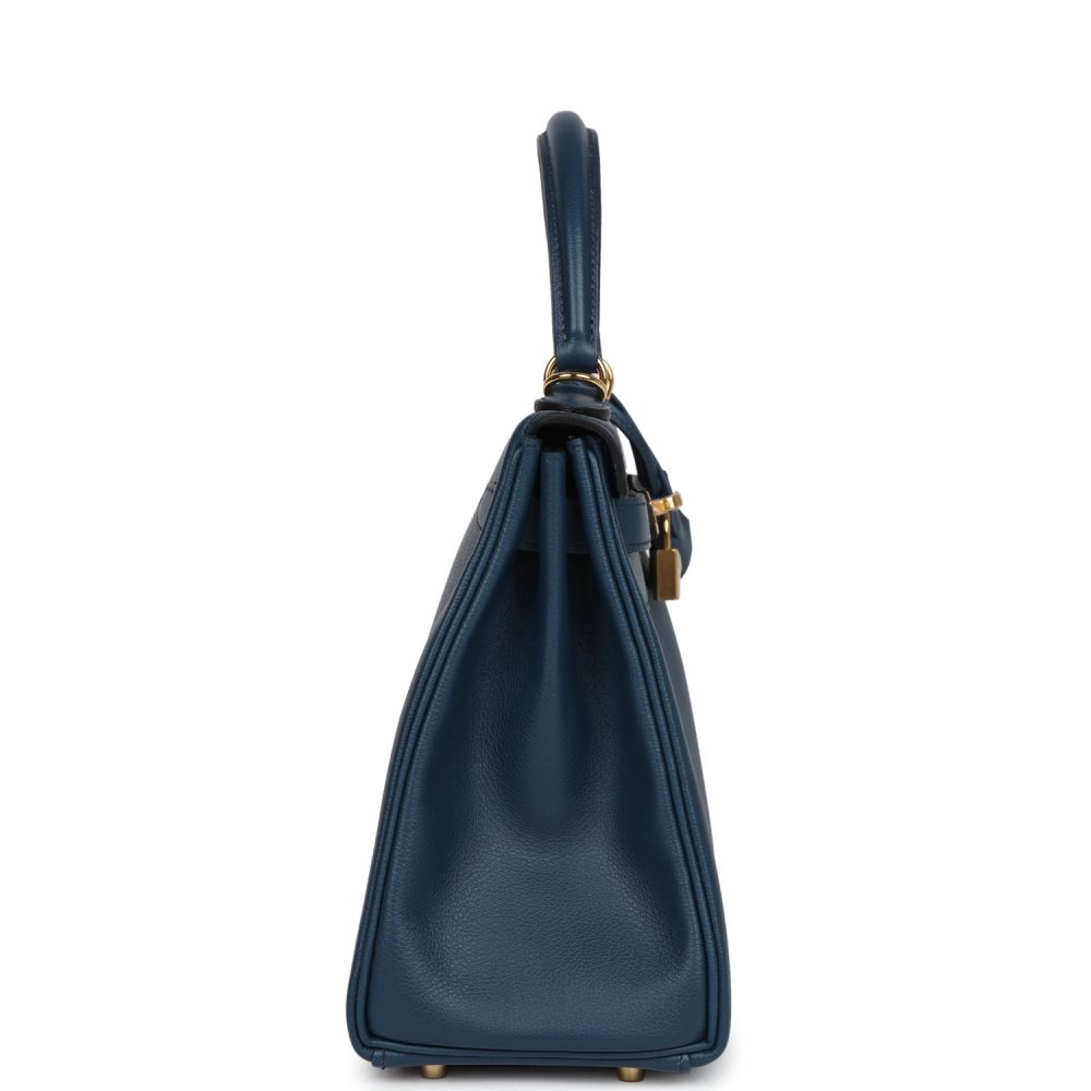 Hermes Kelly Retourne 28 Deep Bleu Evercolor Gold Hardware - Image 3