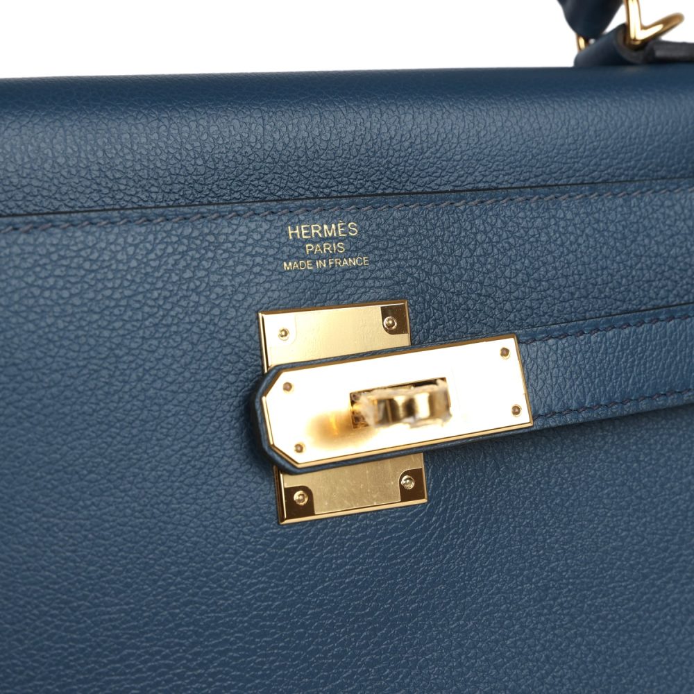 Hermes Kelly Retourne 28 Deep Bleu Evercolor Gold Hardware - Image 7