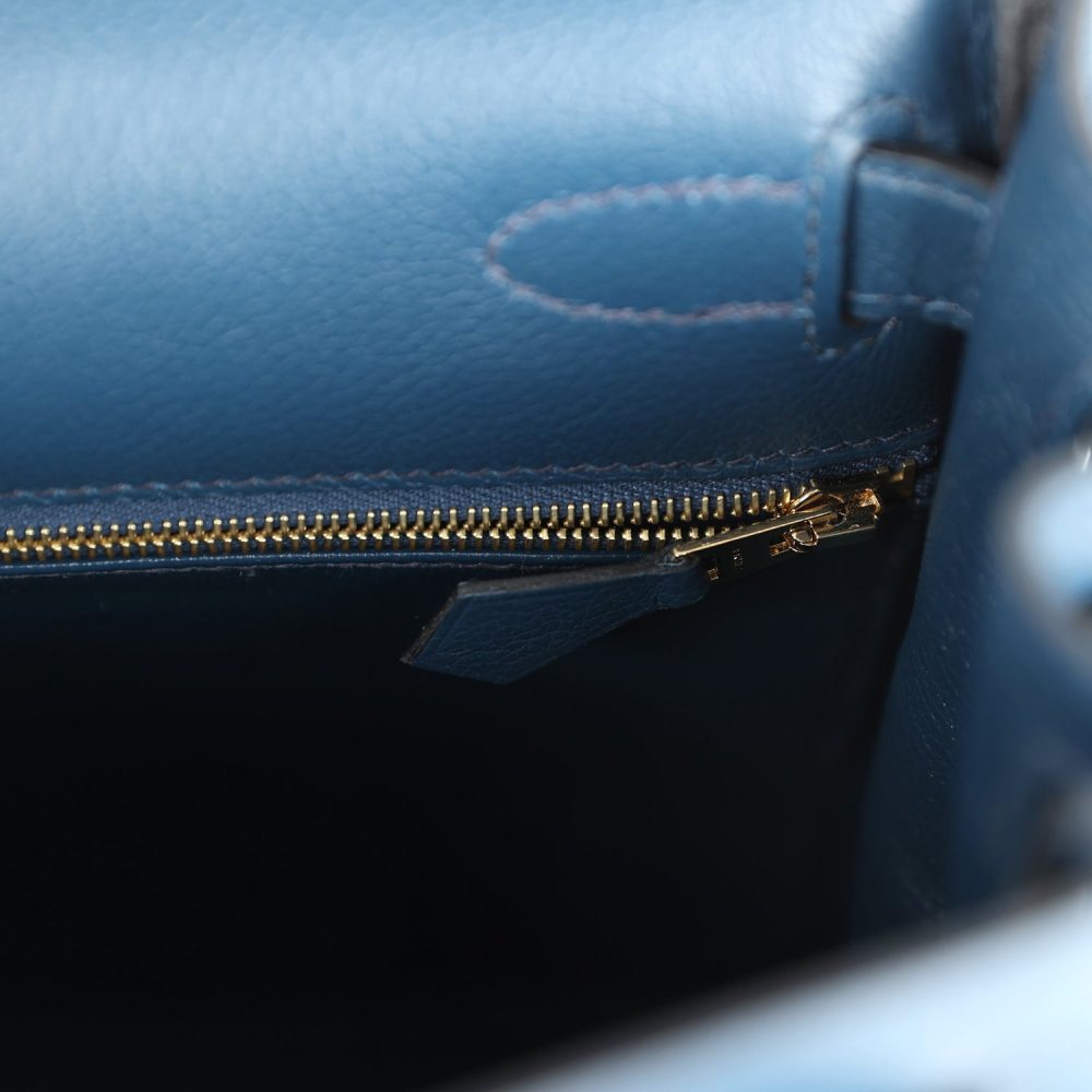 Hermes Kelly Retourne 28 Deep Bleu Evercolor Gold Hardware - Image 9