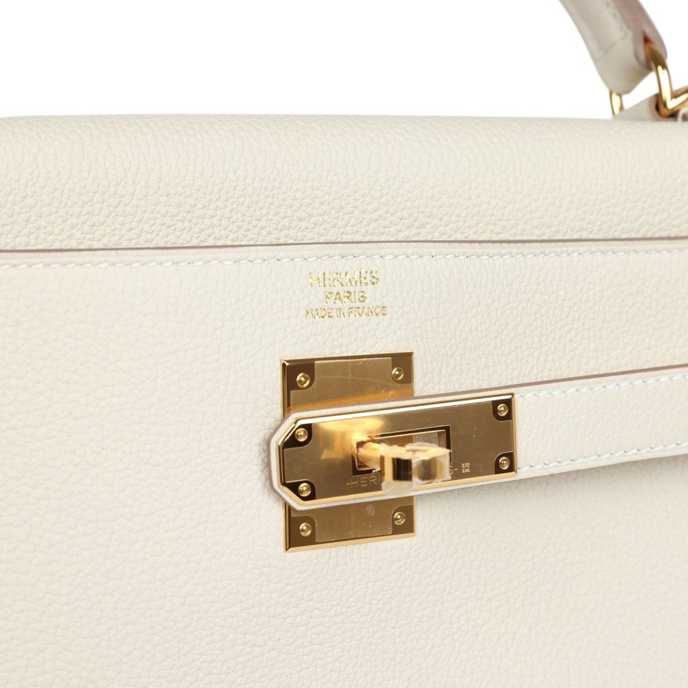 Hermes Kelly Retourne 32 Craie Togo Gold Hardware - Image 7