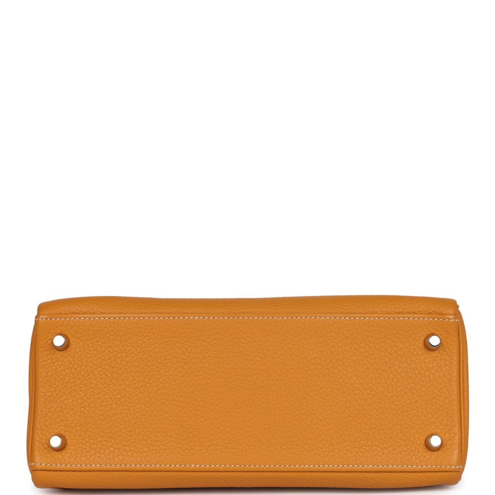 Pre-Owned Hermes Kelly Retourne 28 Moutarde Clemence Palladium Hardware - Image 6