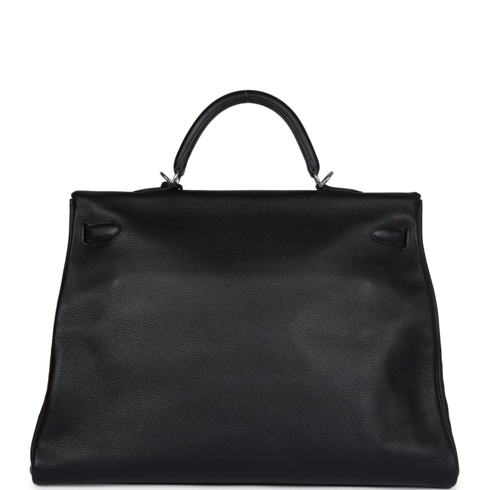 Pre-owned Hermes Kelly Voyage 50 Black Evercolor Palladium Hardware - Image 6
