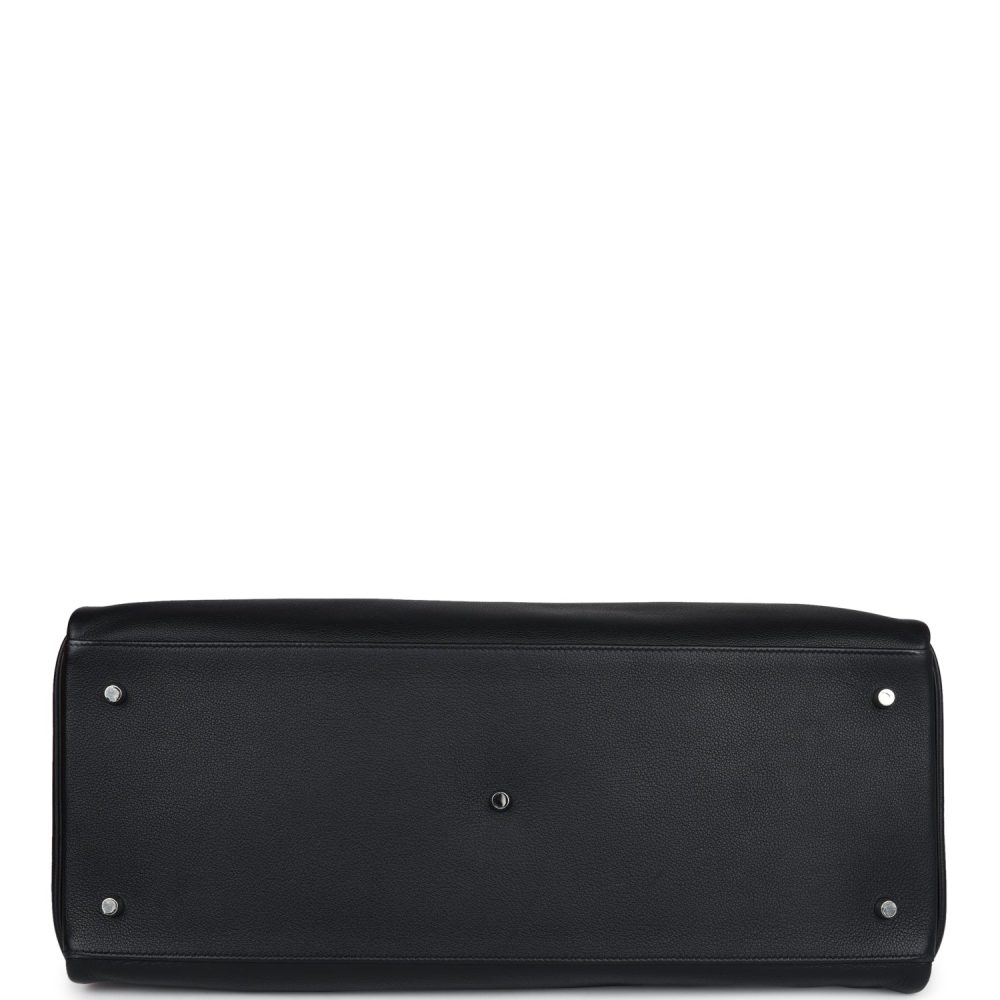 Pre-owned Hermes Kelly Voyage 50 Black Evercolor Palladium Hardware - Image 7