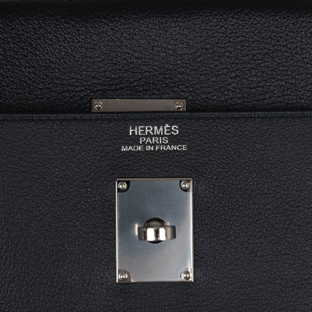 Pre-owned Hermes Kelly Voyage 50 Black Evercolor Palladium Hardware - Image 8