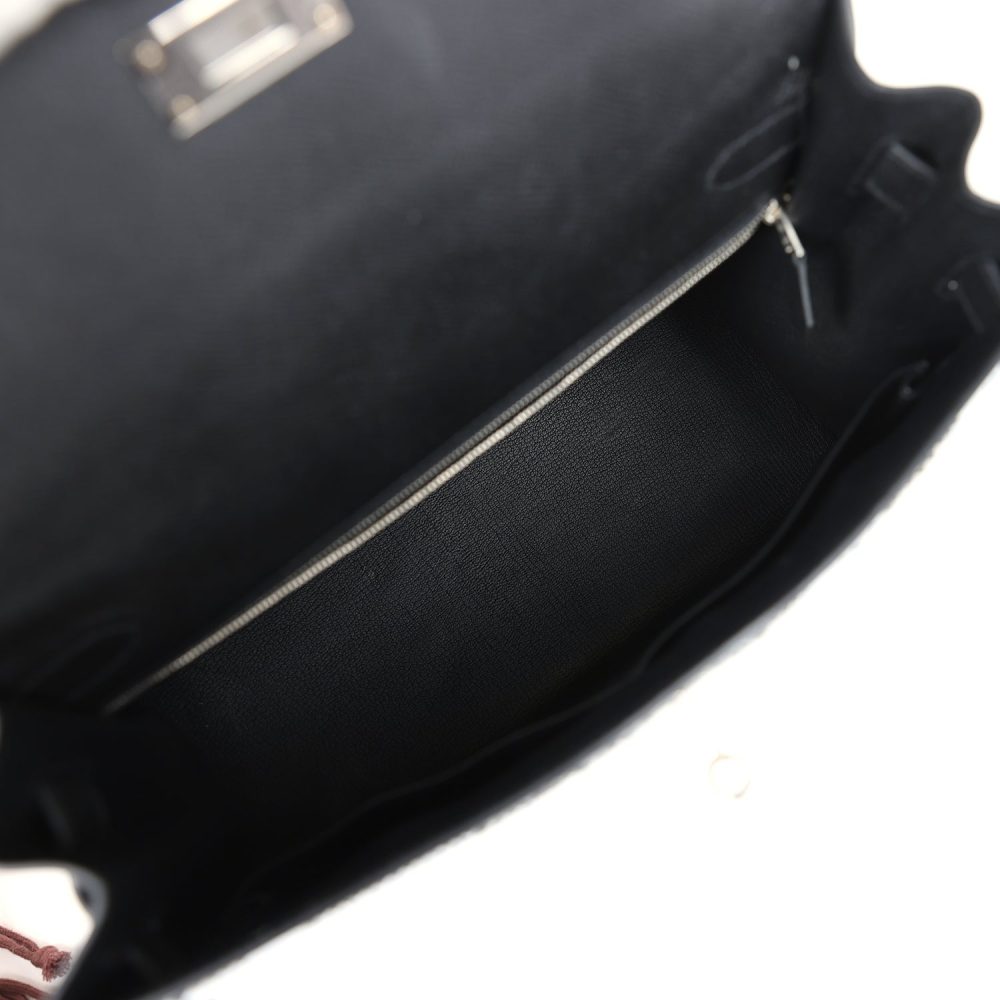 Custom Zebra Swarovski Crystal Hermes Kelly Sellier 32 Black Epsom Palladium Hardware - Image 8