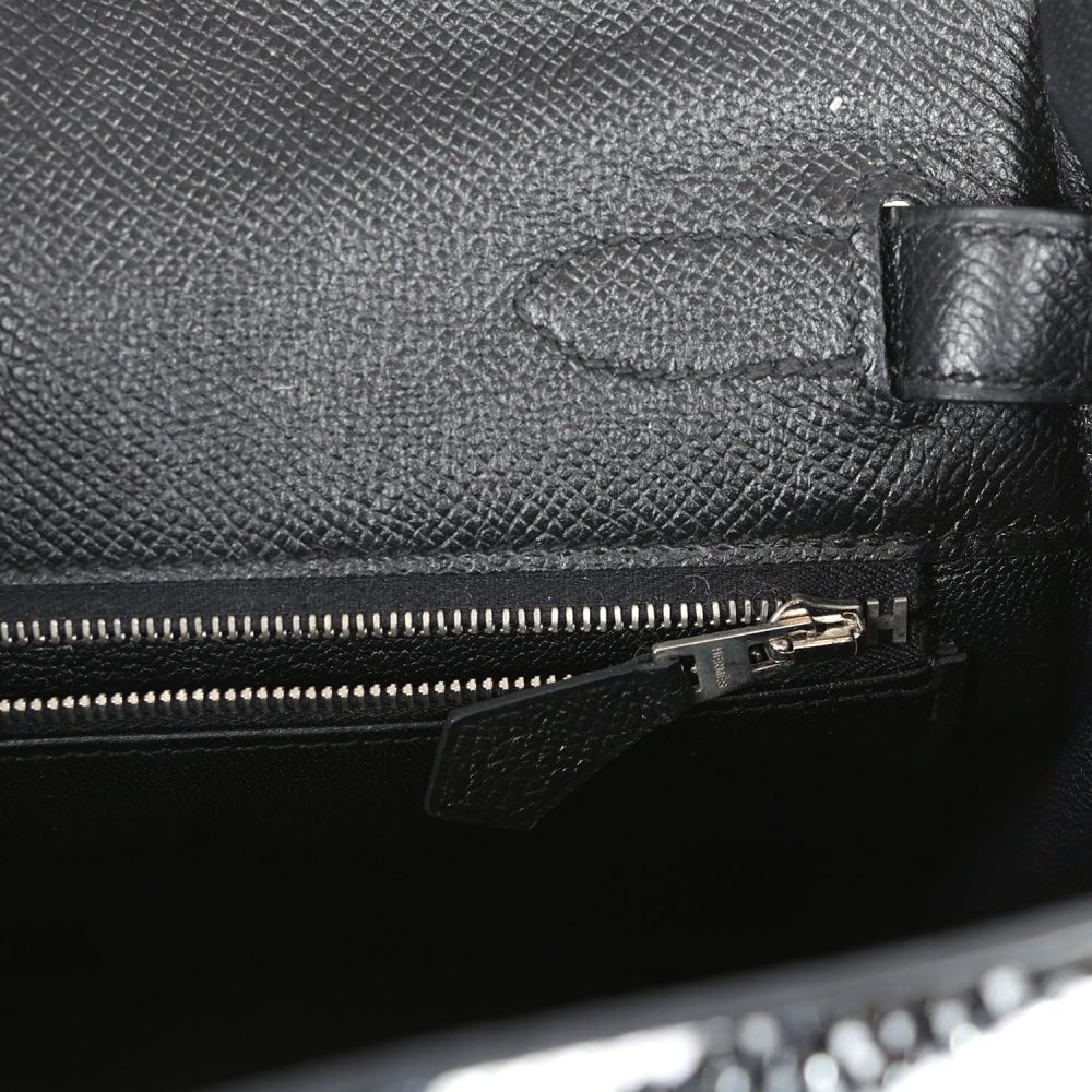 Custom Zebra Swarovski Crystal Hermes Kelly Sellier 32 Black Epsom Palladium Hardware - Image 9