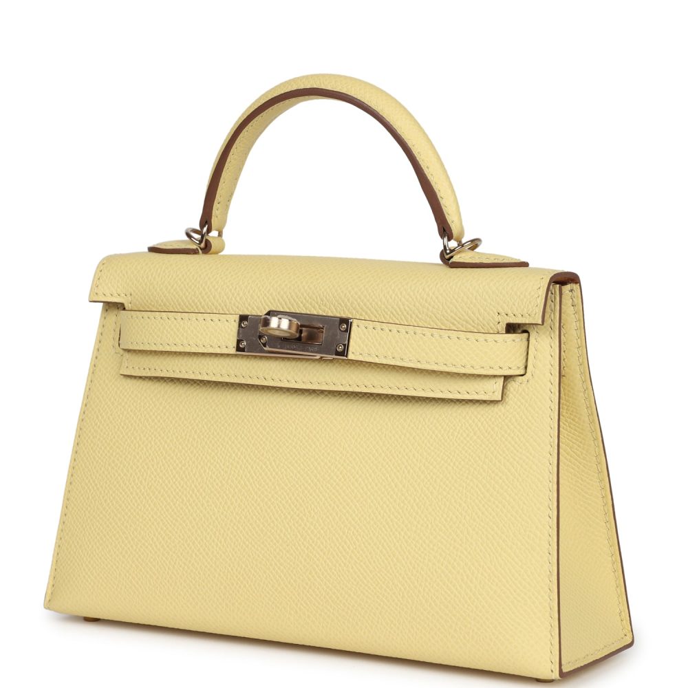 Hermes Special Order (HSS) Kelly Sellier 20 Jaune Poussin Verso Epsom Permabrass Hardware - Image 5