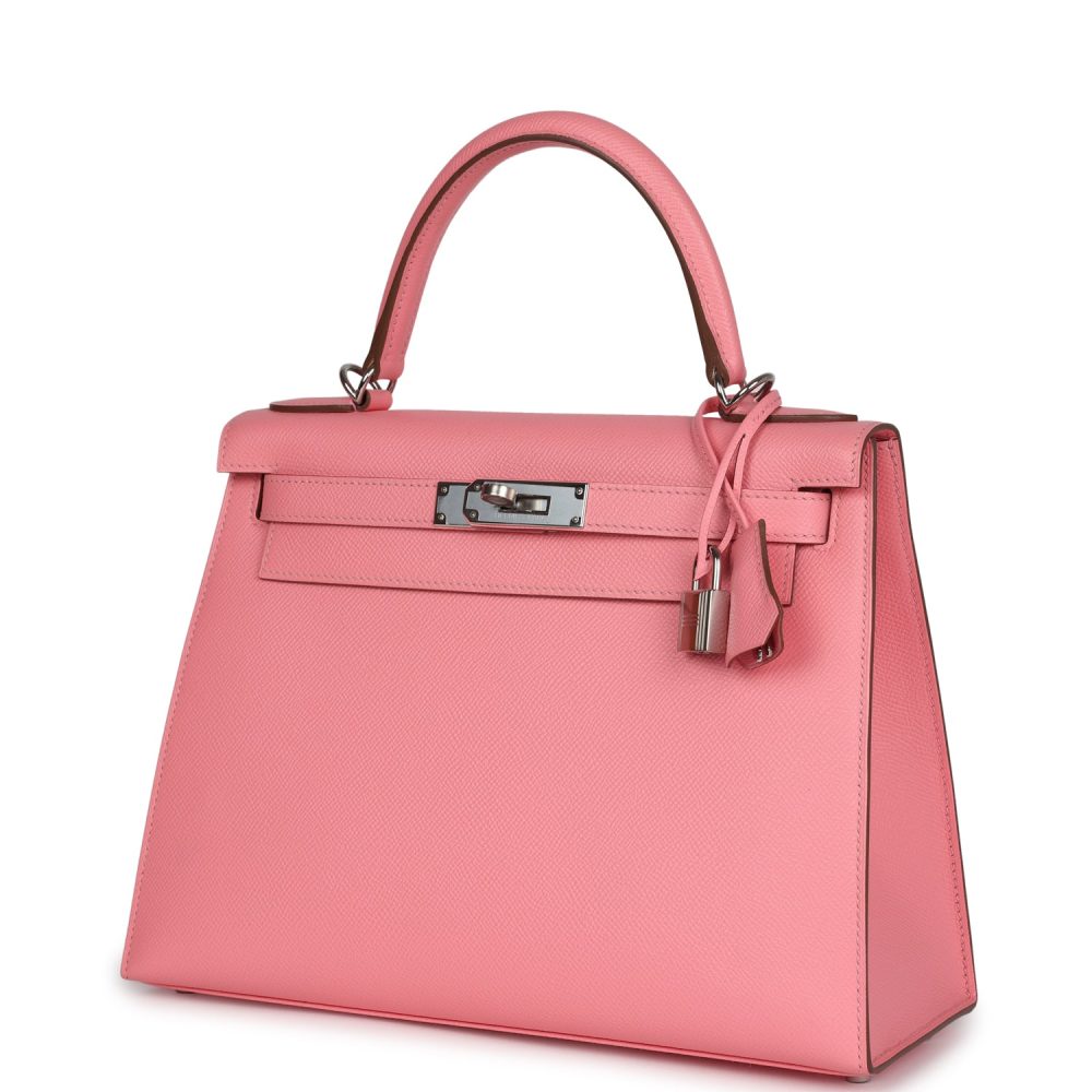 Hermes Kelly Sellier 28 Rose Confetti Epsom Palladium Hardware - Image 5