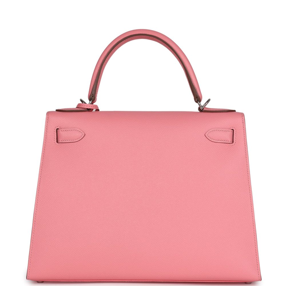 Hermes Kelly Sellier 28 Rose Confetti Epsom Palladium Hardware - Image 4